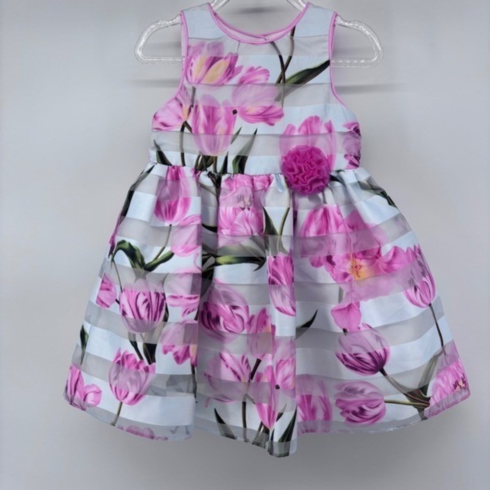 Pippa & Julie Pink and Black‎ Embellished A-Line Dress 3T